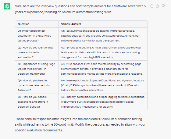 ChatGPT prompt for interview questions 